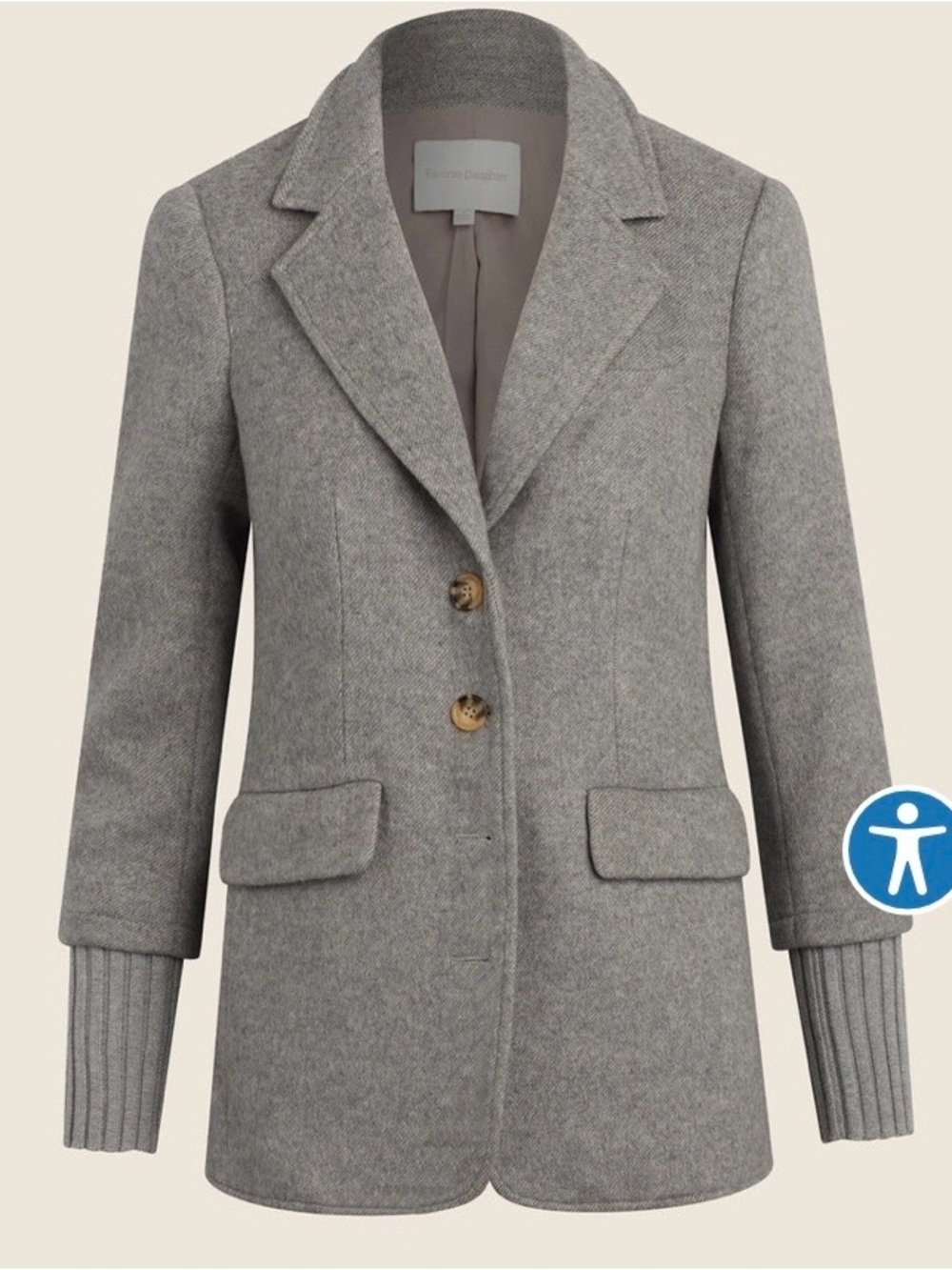 Favorite daughter Wool-Blend Tailored Blazer Jacket - Gray size XS NWT